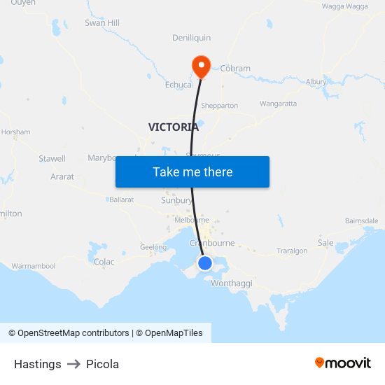 Hastings to Picola map