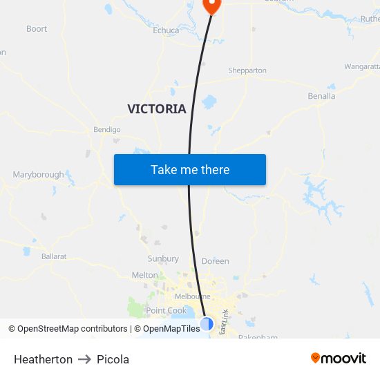 Heatherton to Picola map