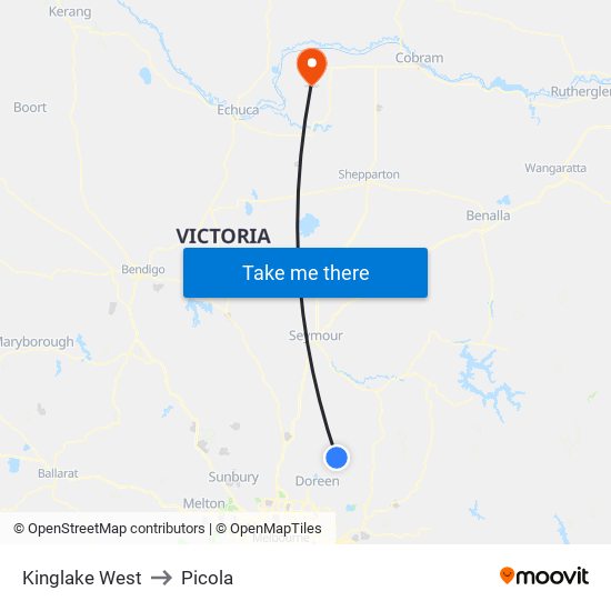 Kinglake West to Picola map