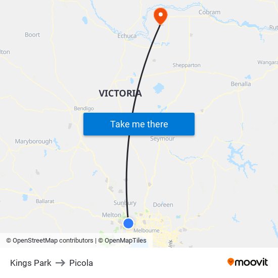 Kings Park to Picola map