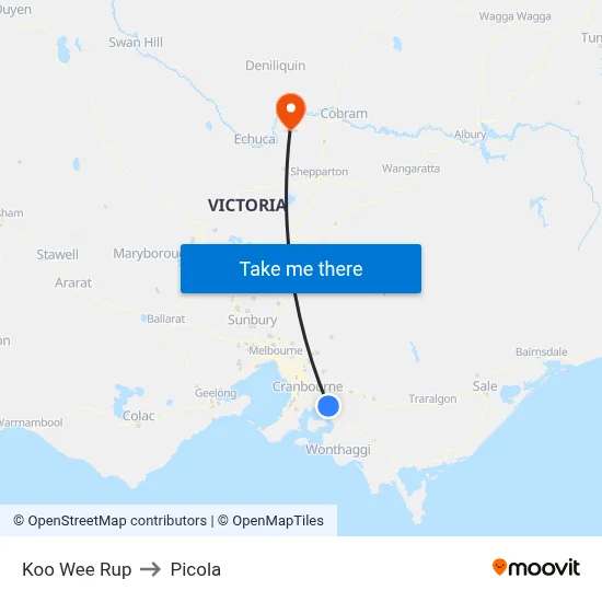 Koo Wee Rup to Picola map