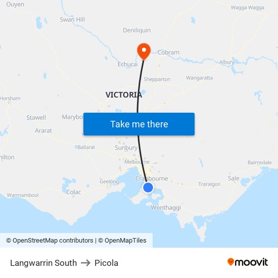 Langwarrin South to Picola map