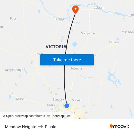 Meadow Heights to Picola map