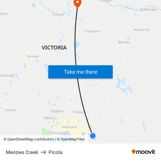 Menzies Creek to Picola map