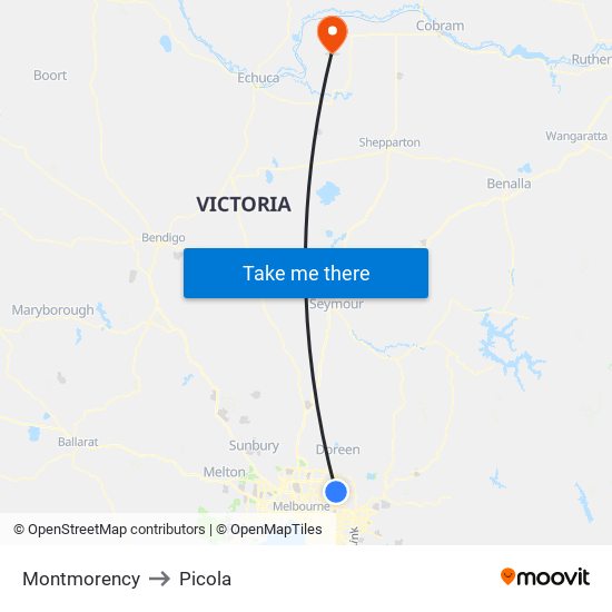 Montmorency to Picola map