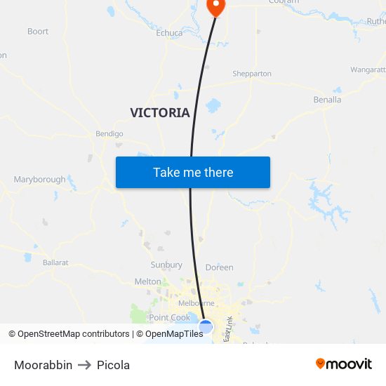 Moorabbin to Picola map