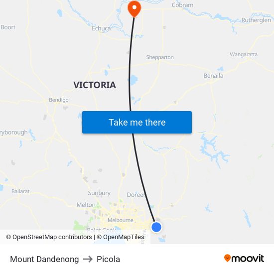 Mount Dandenong to Picola map