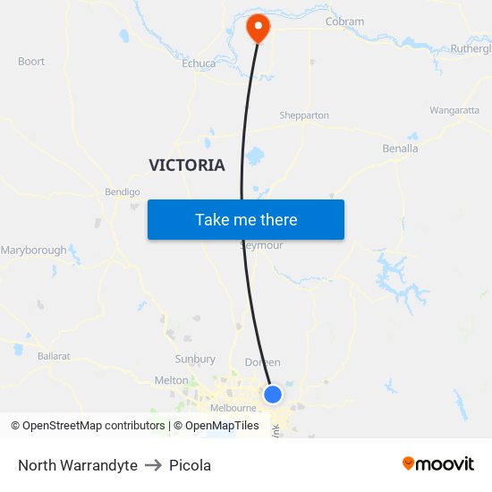 North Warrandyte to Picola map