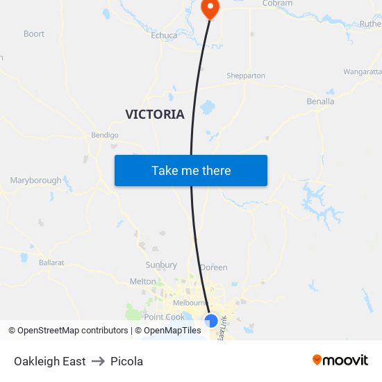 Oakleigh East to Picola map