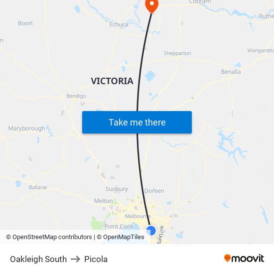 Oakleigh South to Picola map