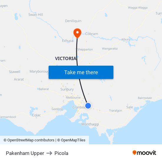 Pakenham Upper to Picola map