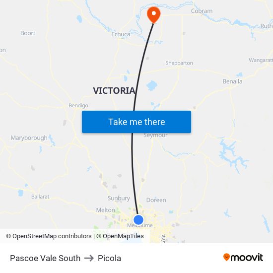 Pascoe Vale South to Picola map