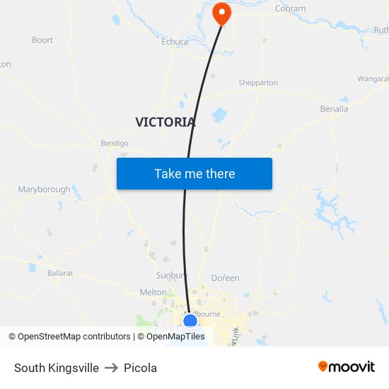 South Kingsville to Picola map