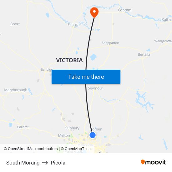 South Morang to Picola map