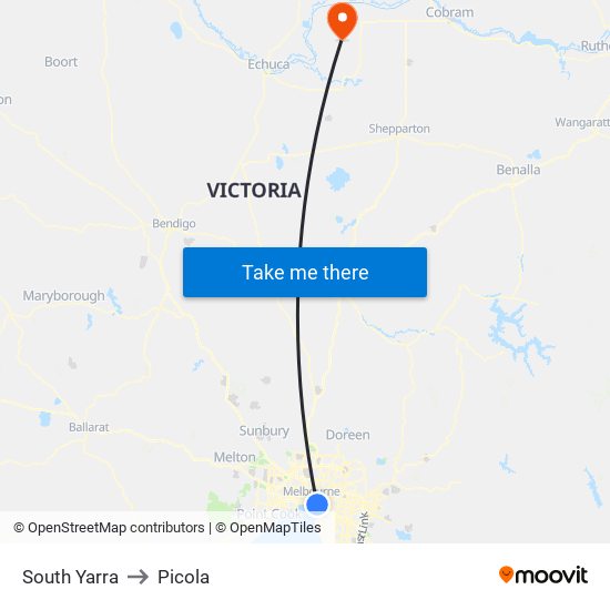 South Yarra to Picola map