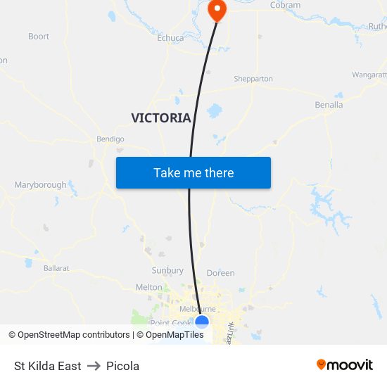 St Kilda East to Picola map