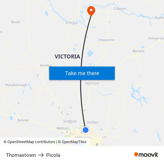 Thomastown to Picola map