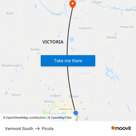 Vermont South to Picola map