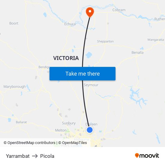 Yarrambat to Picola map