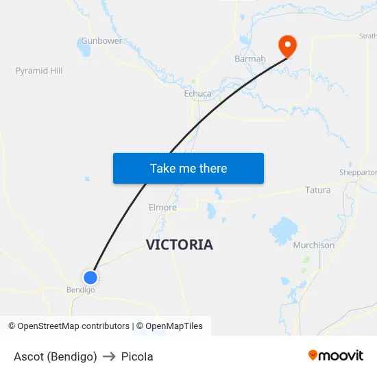 Ascot (Bendigo) to Picola map