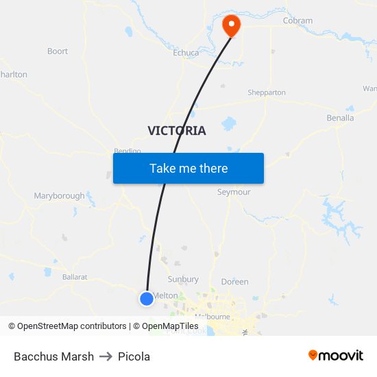 Bacchus Marsh to Picola map