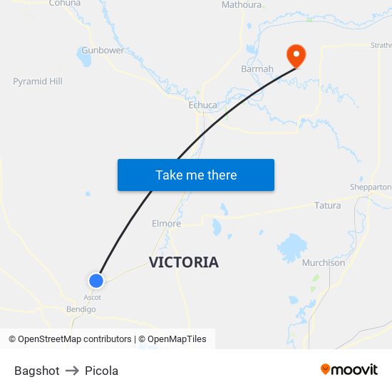 Bagshot to Picola map