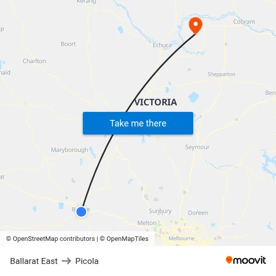 Ballarat East to Picola map