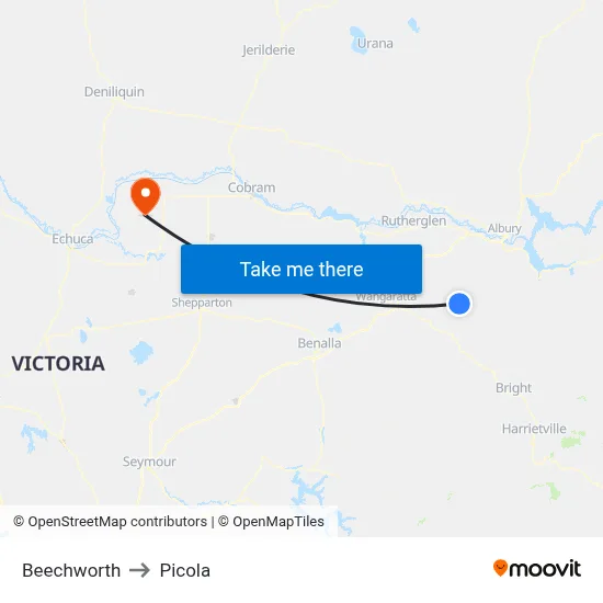 Beechworth to Picola map