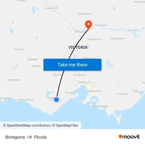 Birregurra to Picola map