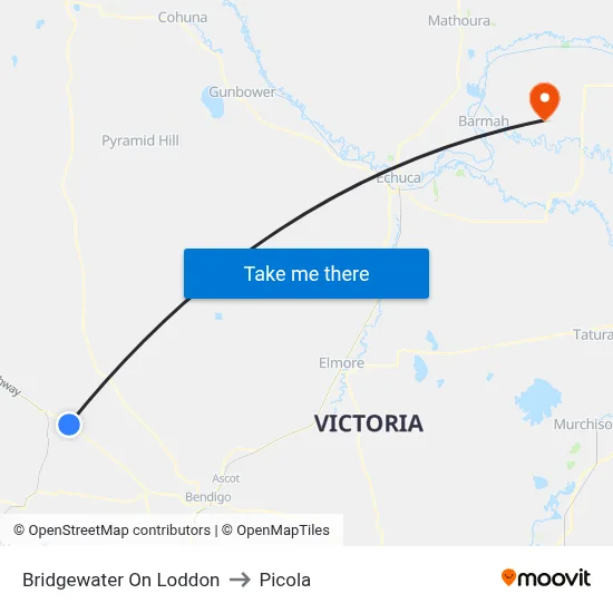 Bridgewater On Loddon to Picola map