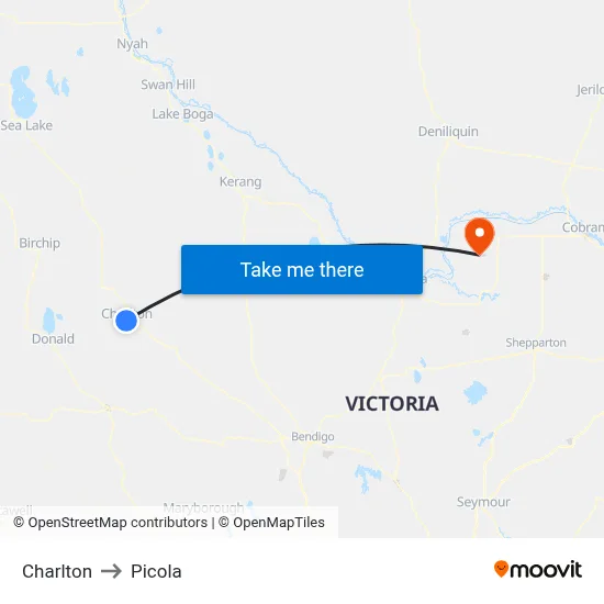 Charlton to Picola map