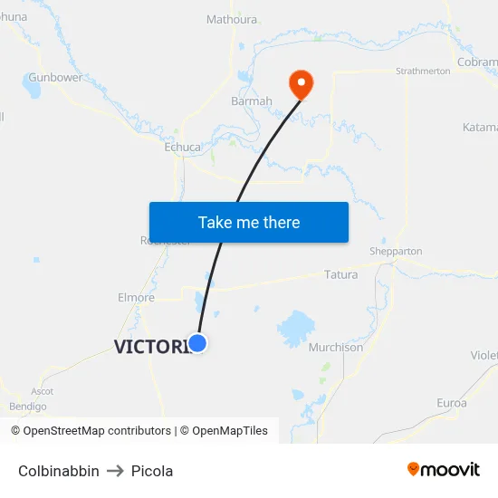 Colbinabbin to Picola map