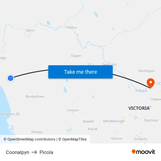 Coonalpyn to Picola map