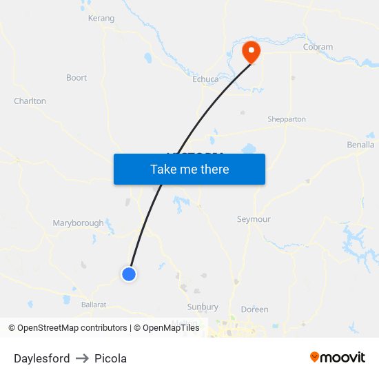 Daylesford to Picola map