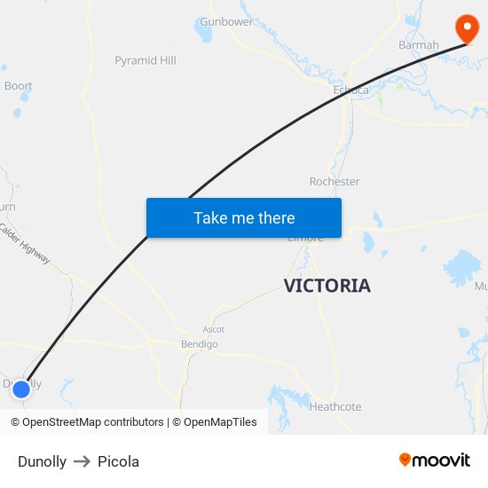 Dunolly to Picola map
