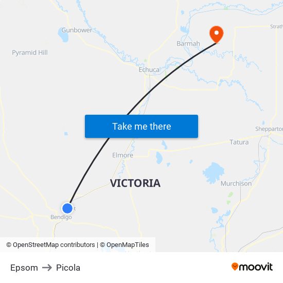 Epsom to Picola map