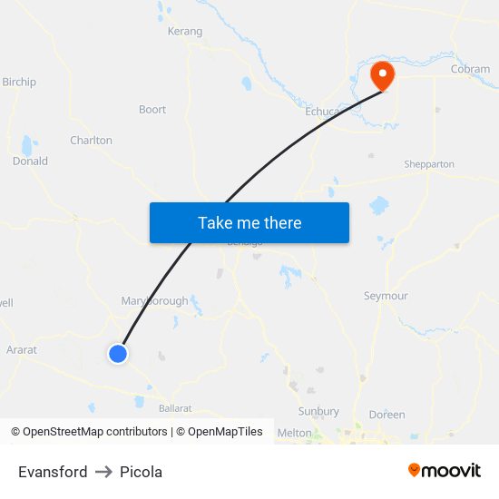 Evansford to Picola map