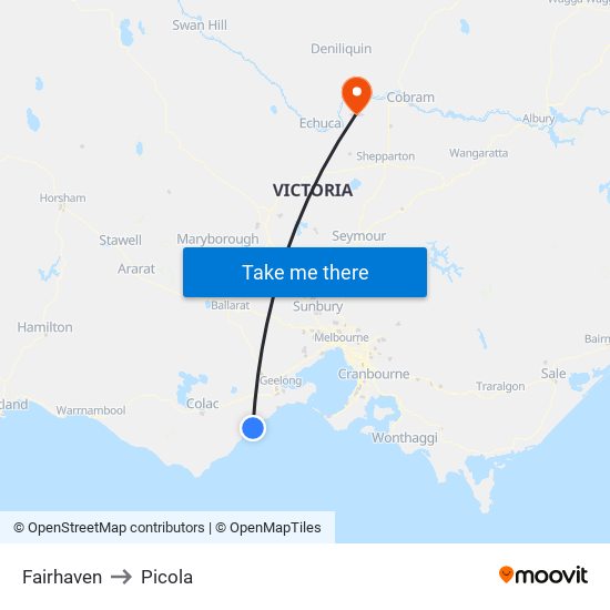 Fairhaven to Picola map