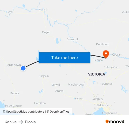Kaniva to Picola map