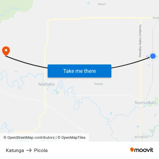 Katunga to Picola map