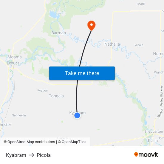 Kyabram to Picola map