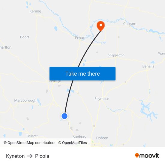 Kyneton to Picola map