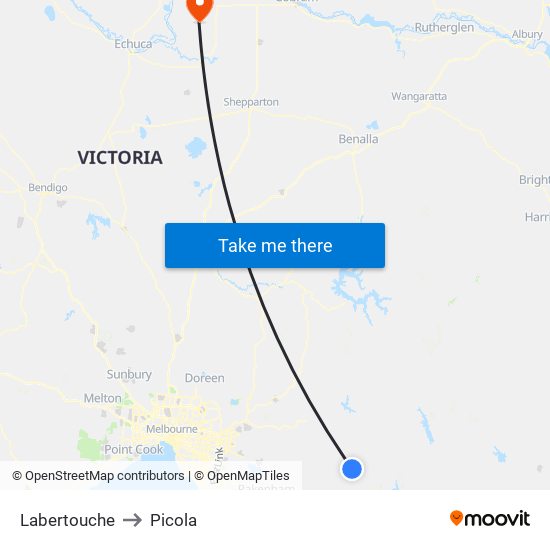 Labertouche to Picola map