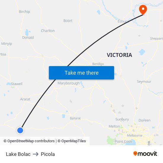 Lake Bolac to Picola map