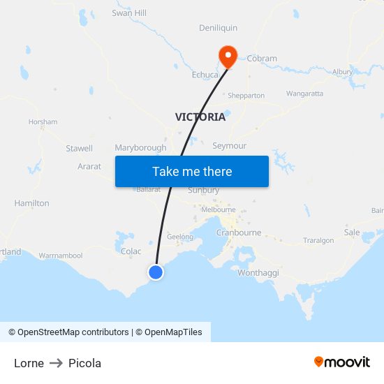 Lorne to Picola map