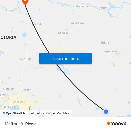 Maffra to Picola map