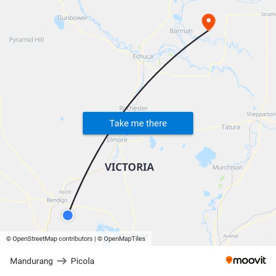 Mandurang to Picola map