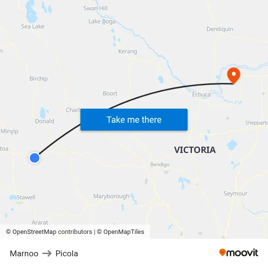 Marnoo to Picola map