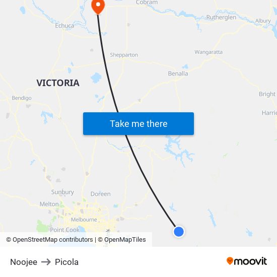 Noojee to Picola map