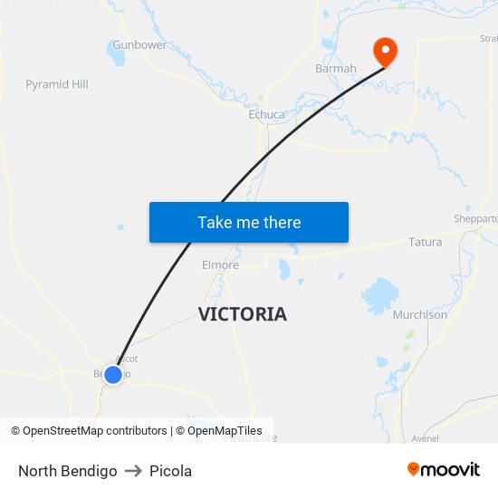 North Bendigo to Picola map